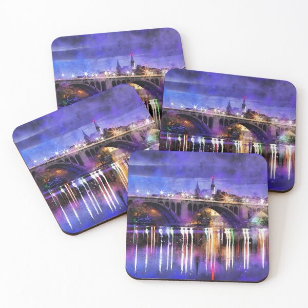 Item preview, Colorful Lights on Key Bridge in Georgetown, Washington DC designed and sold by Greg Hess.