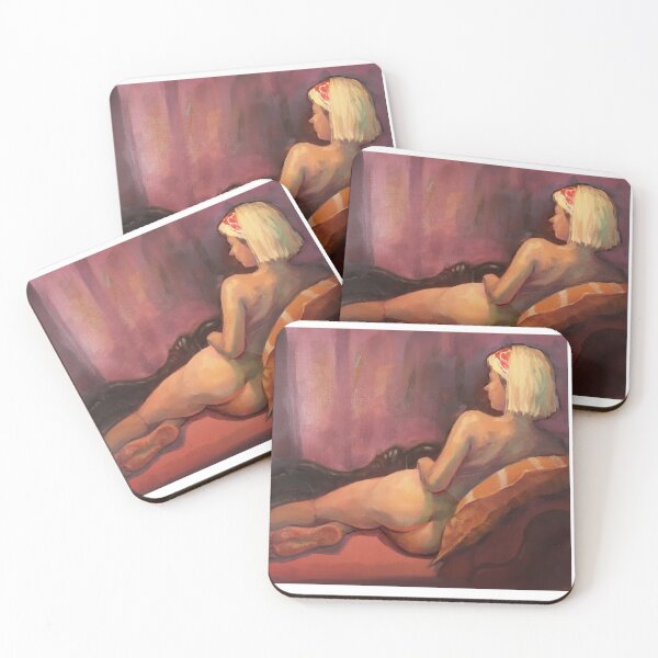 Item preview, Nude on Chaise Longue ~ oil painting designed and sold by Roz McQuillan Fine Art & Photography.