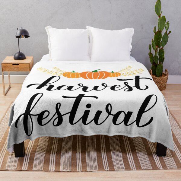 Item preview, Harvest festival calligraphy lettering with hand drawn pumpkins and wheat ears designed and sold by LaBelezoka.