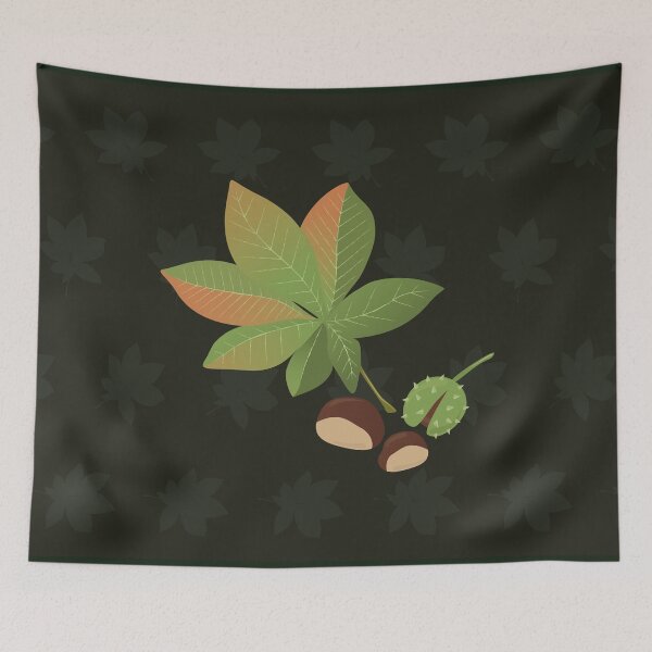Item preview, Autumn chestnuts colorful leaves designed and sold by frangipaniarts.