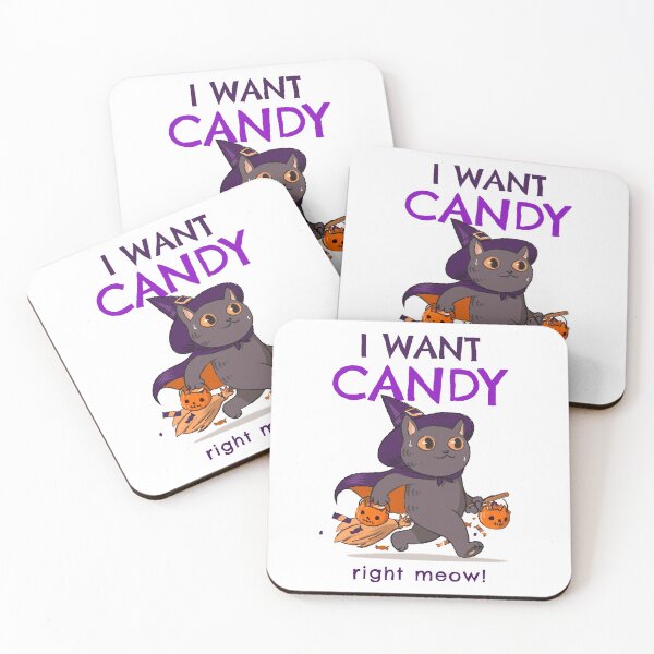 Item preview, Cute Black cat Halloween "I want candy right meow" designed and sold by TamGustam.