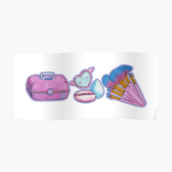 Makeup Accessories for the 90's Girl - Blue Poster