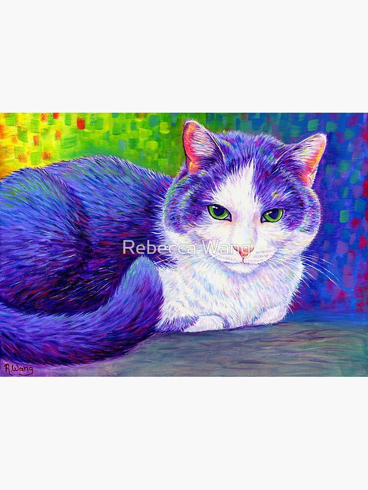 Colorful Grey and White Tuxedo Cat by lioncrusher