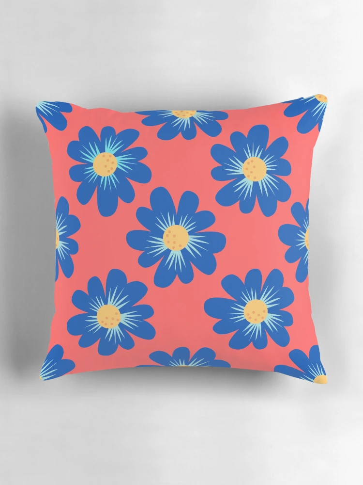Thumbnail 3 of 4, Pillow, Blue Floral Pattern designed and sold by DesignCodeStore.