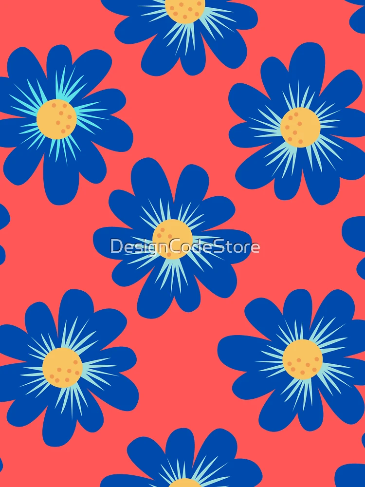 Thumbnail 6 of 6, Premium Oversized Sweatshirt, Blue Floral Pattern designed and sold by DesignCodeStore.