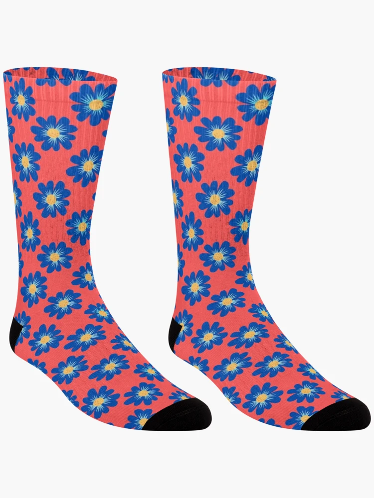 Thumbnail 3 of 5, Socks, Blue Floral Pattern designed and sold by DesignCodeStore.