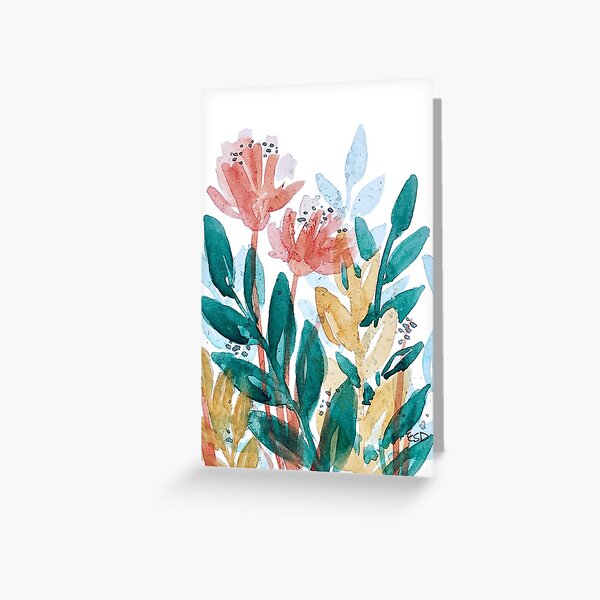 Teal and Orange Watercolor Card 1 of 6 Greeting Card