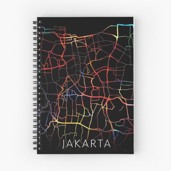 Artikelvorschau, Jakarta City Street Map Dunkler Modus entworfen und verkauft von map-lover.
