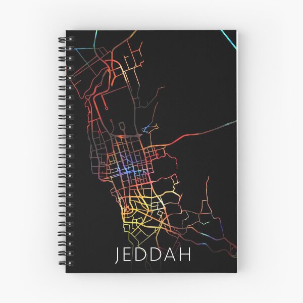 Artikelvorschau, Jeddah City Street Map Dunkler Modus entworfen und verkauft von map-lover.