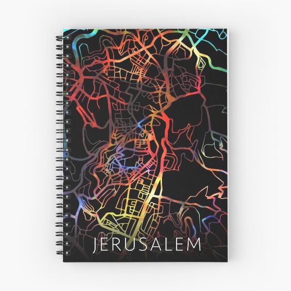 Artikelvorschau, Jerusalem City City Street Map Dunkler Modus entworfen und verkauft von map-lover.