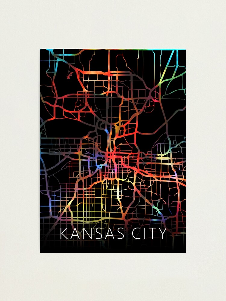 Lámina Fotográfica Mapa De Calles De Kansas City City Modo Oscuro De Map Lover Redbubble 6074