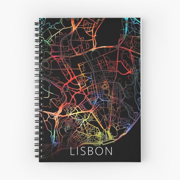 Artikelvorschau, Lissabon Stadtstraßenkarte Dunkler Modus entworfen und verkauft von map-lover.