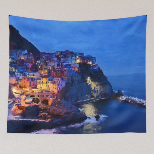 Item preview, Jigsaw Puzzle Manarola Blue Twilight in the Cinque Terre, on the Italian Riviera 1000 Piece Adults designed and sold by StickerArtwork.
