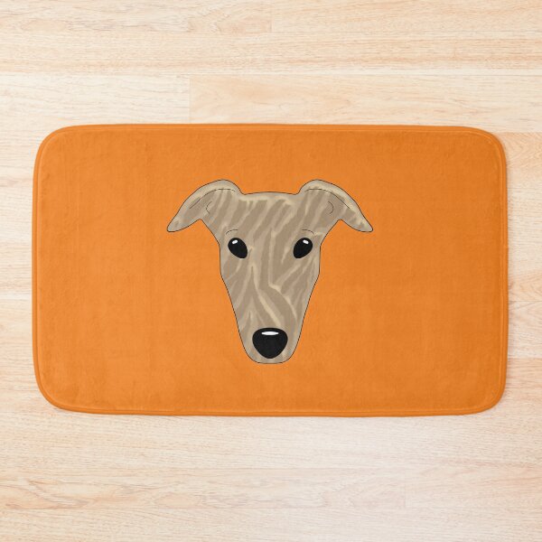Item preview, Brindle greyhound on orange background designed and sold by houndpixnz.