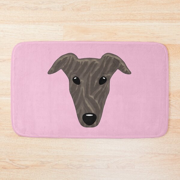 Item preview, Dark brindle greyhound on pink background designed and sold by houndpixnz.