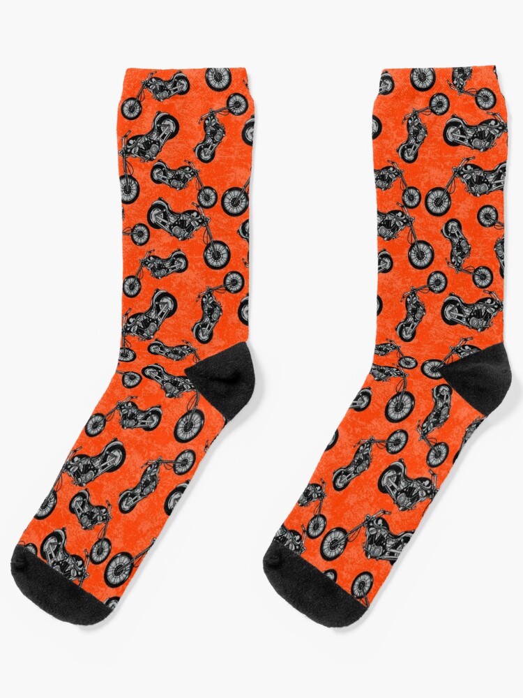 Pink Cookie Design Skull Graphic Orange Sock Long Socks Striped