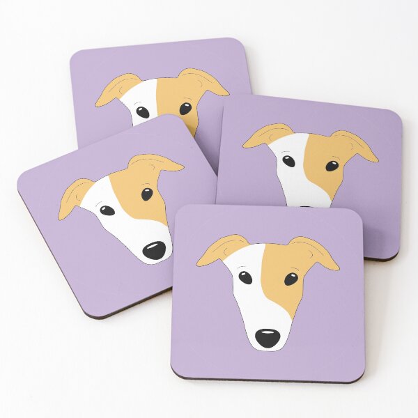 Item preview, Red fawn greyhound with mask on lavender background designed and sold by houndpixnz.