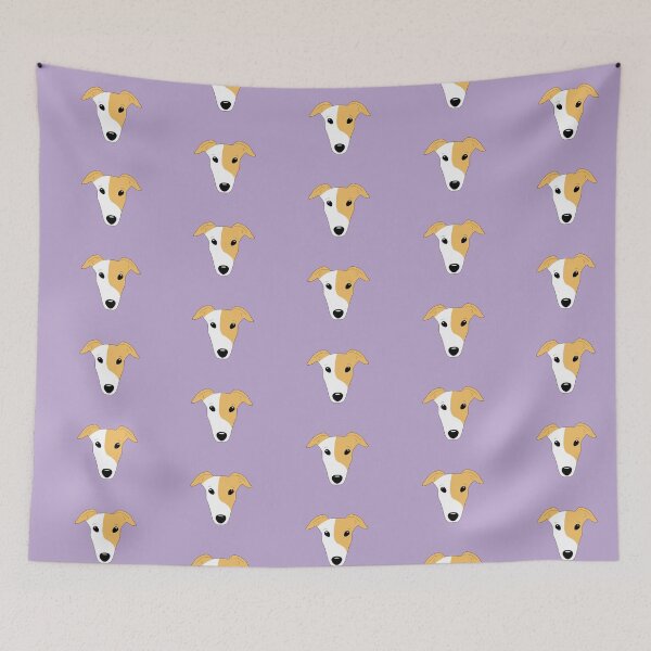 Item preview, Red fawn greyhound with mask on lavender background designed and sold by houndpixnz.