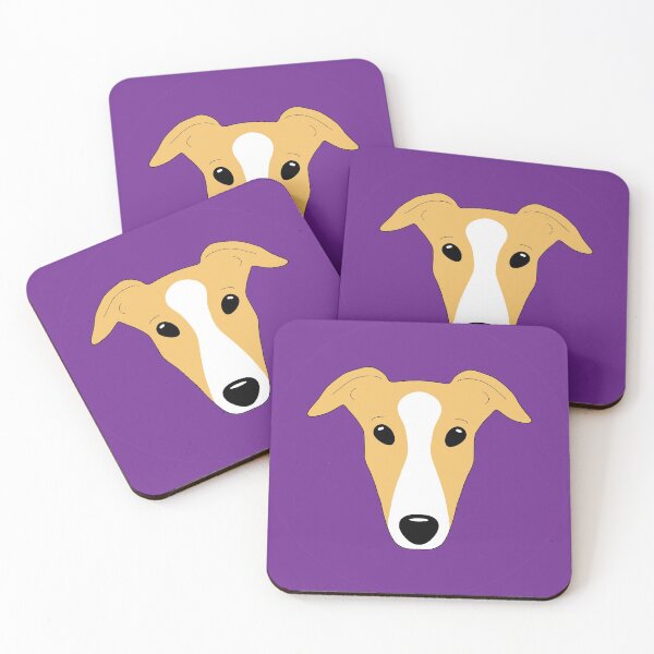 Item preview, Red fawn greyhound with blaze on purple background designed and sold by houndpixnz.