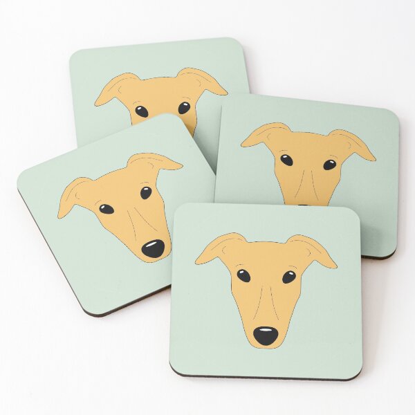 Item preview, Red fawn greyhound on mint green background designed and sold by houndpixnz.