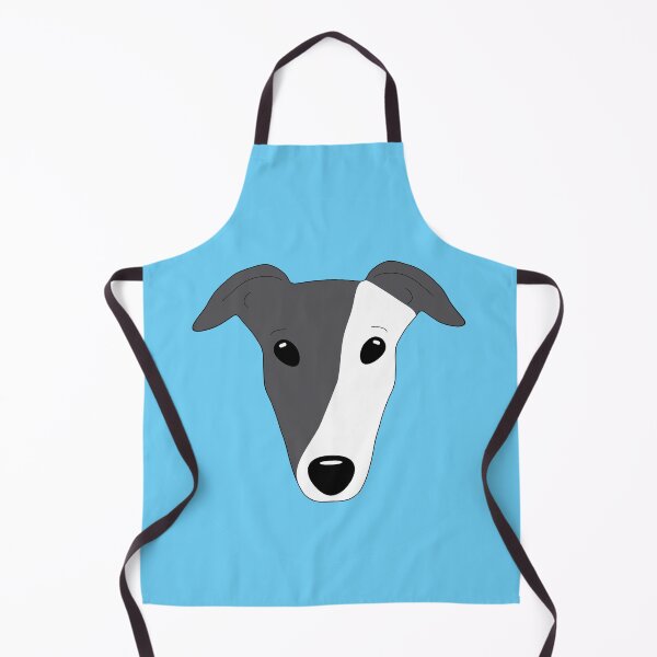 Item preview, Blue black greyhound with white mask on blue background designed and sold by houndpixnz.