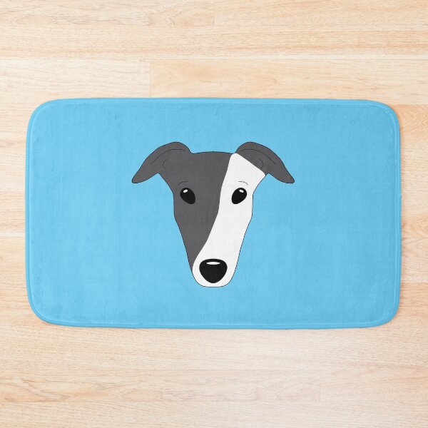 Item preview, Blue black greyhound with white mask on blue background designed and sold by houndpixnz.
