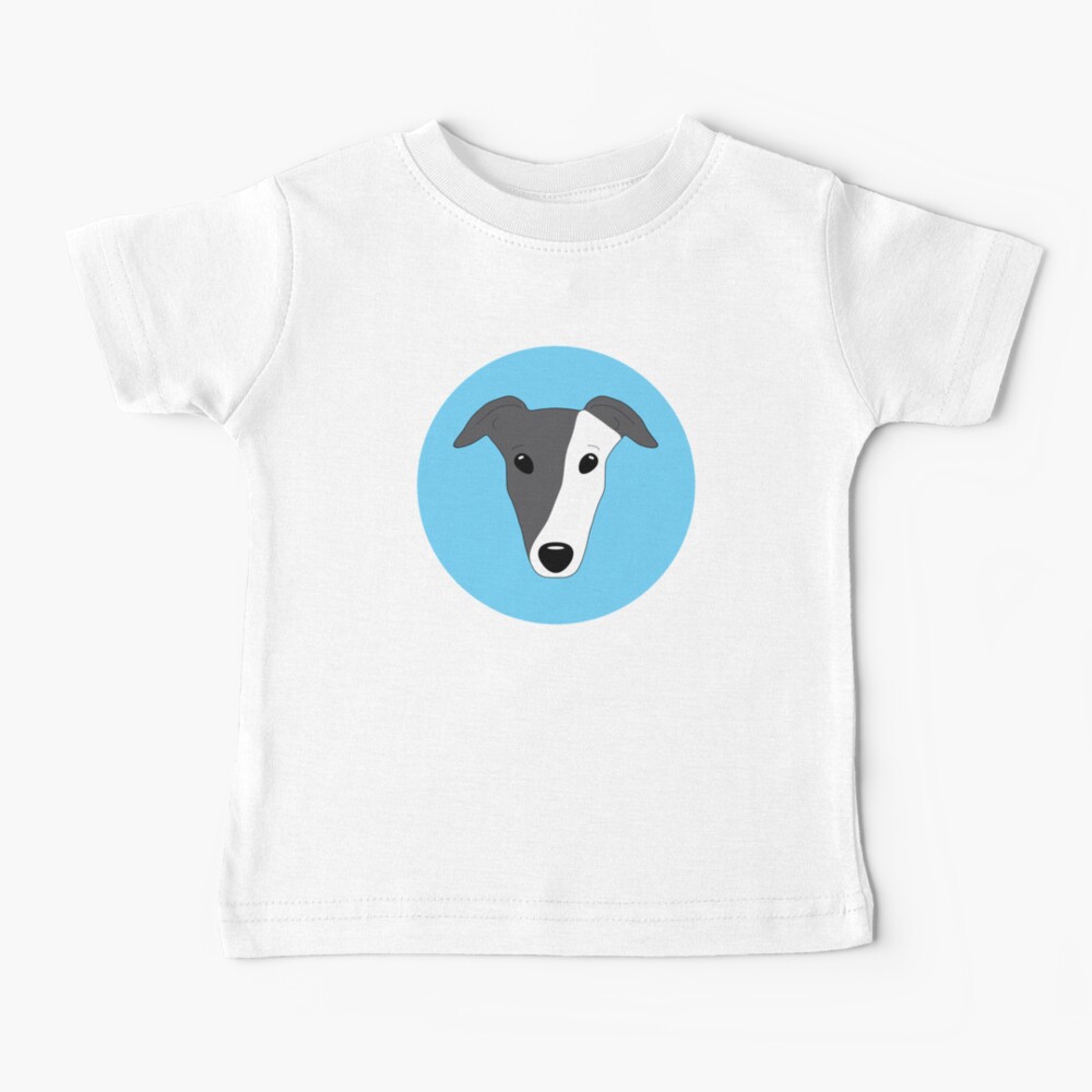 Blue black greyhound with white mask on blue background Baby T-Shirt