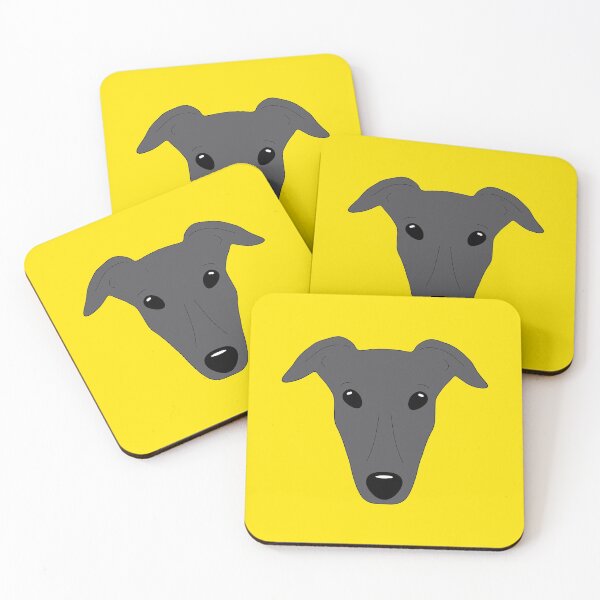 Item preview, Blue black greyhound on yellow background designed and sold by houndpixnz.