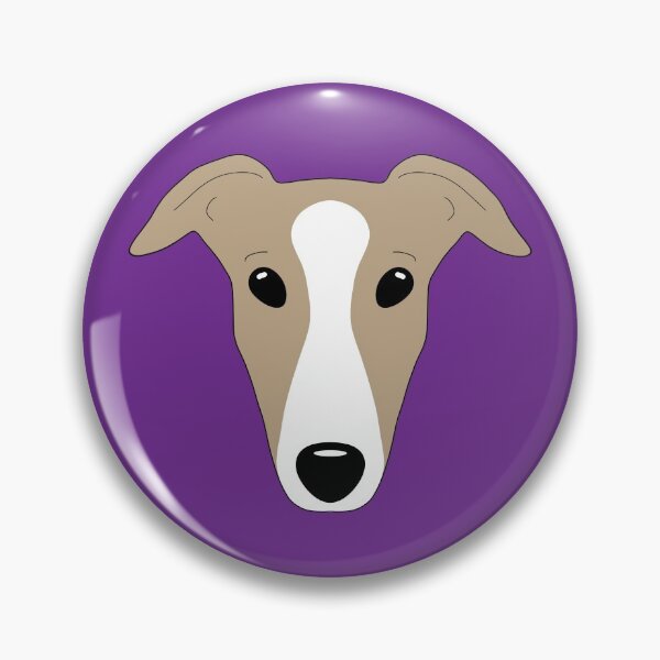 Item preview, Dark fawn greyhound with white blaze on purple background designed and sold by houndpixnz.