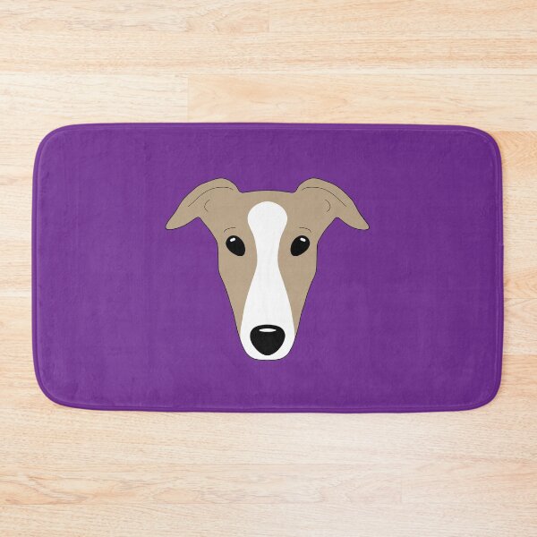 Item preview, Dark fawn greyhound with white blaze on purple background designed and sold by houndpixnz.