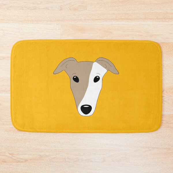 Item preview, Dark fawn greyhound with white mask on orange background designed and sold by houndpixnz.