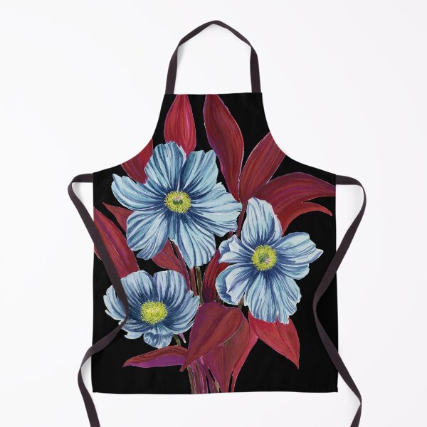 Item preview, Watercolor blue and deep red florals designed and sold by HeadOverEasel.