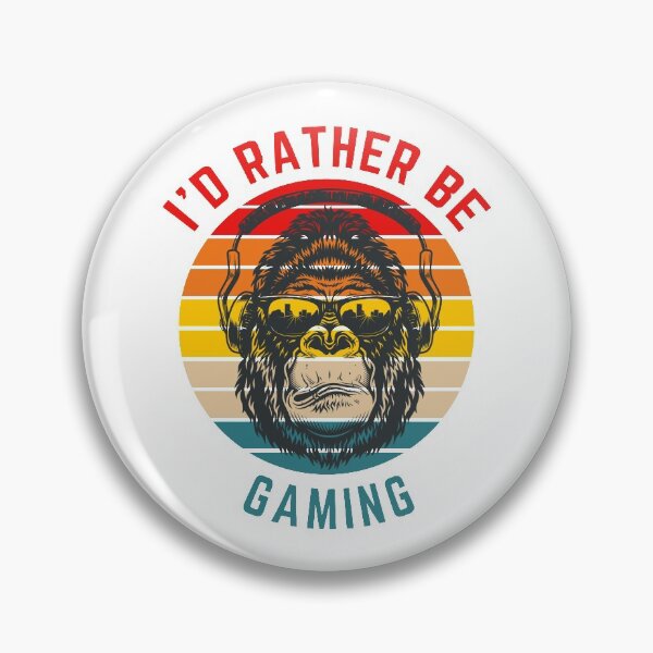 Item preview, I'd Rather Be Gaming - Gorilla Headphones Retro Sunset designed and sold by GamersBoost.