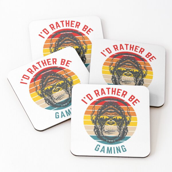 Item preview, I'd Rather Be Gaming - Gorilla Headphones Retro Sunset designed and sold by GamersBoost.