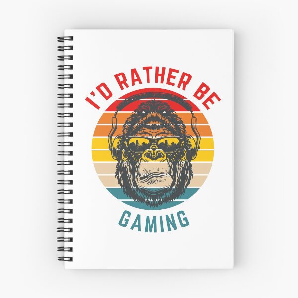 Item preview, I'd Rather Be Gaming - Gorilla Headphones Retro Sunset designed and sold by GamersBoost.