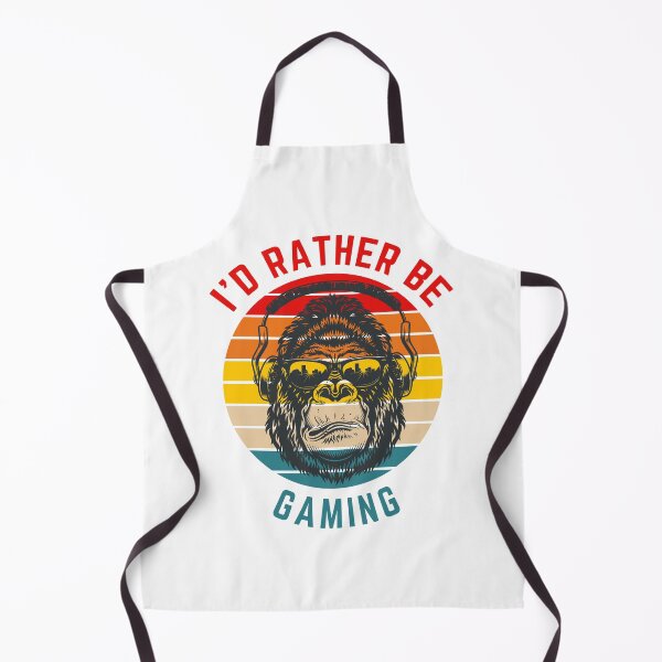 Item preview, I'd Rather Be Gaming - Gorilla Headphones Retro Sunset designed and sold by GamersBoost.