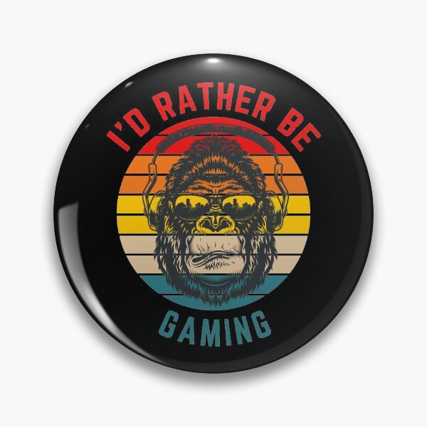 Item preview, I'd Rather Be Gaming - Gorilla Headphones Retro Sunset designed and sold by GamersBoost.