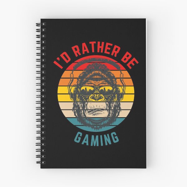 Item preview, I'd Rather Be Gaming - Gorilla Headphones Retro Sunset designed and sold by GamersBoost.