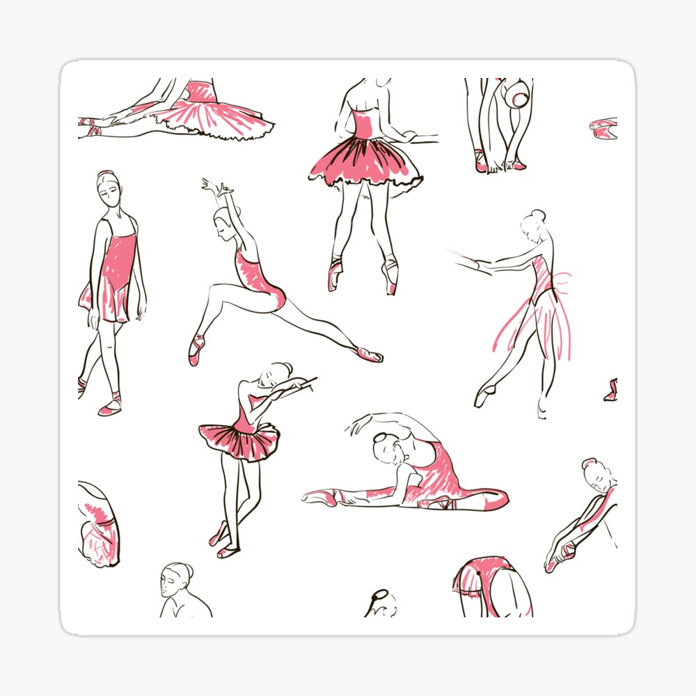 Women ballet dancer set of continuous line drawing