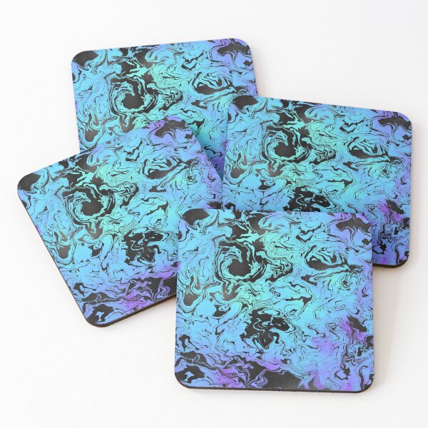 Item preview, Halloween Fluorescent Effect Teal and Black Swirly Marble Pattern designed and sold by WOW TeesAndThings.