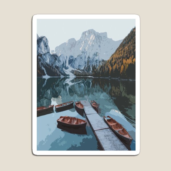 Artikel-Vorschau von Pragser Wildsee, See Lago di Braies in Italien Digitale Kunstillustration, designt und verkauft von Divyesh Jain.
