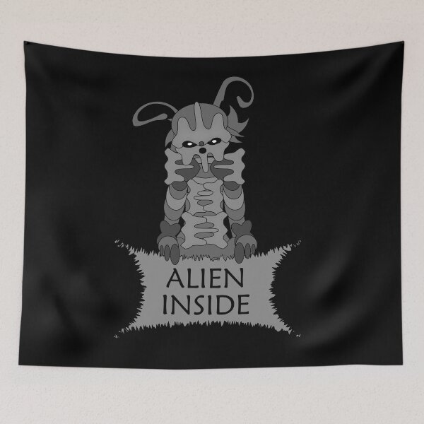 Item preview, Alien inside metalic robot skeleton black background designed and sold by Stéphane  Thirion.