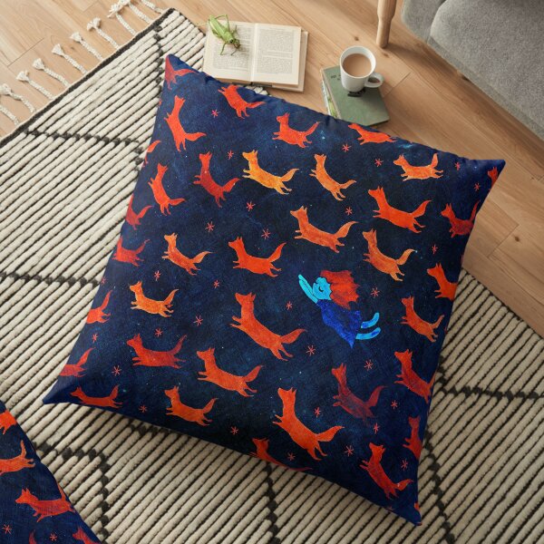 foxes in flight Floor Pillow