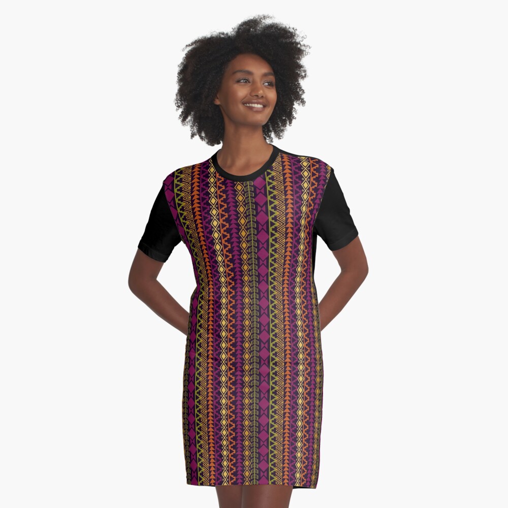 African Border Graphic T-Shirt Dress
