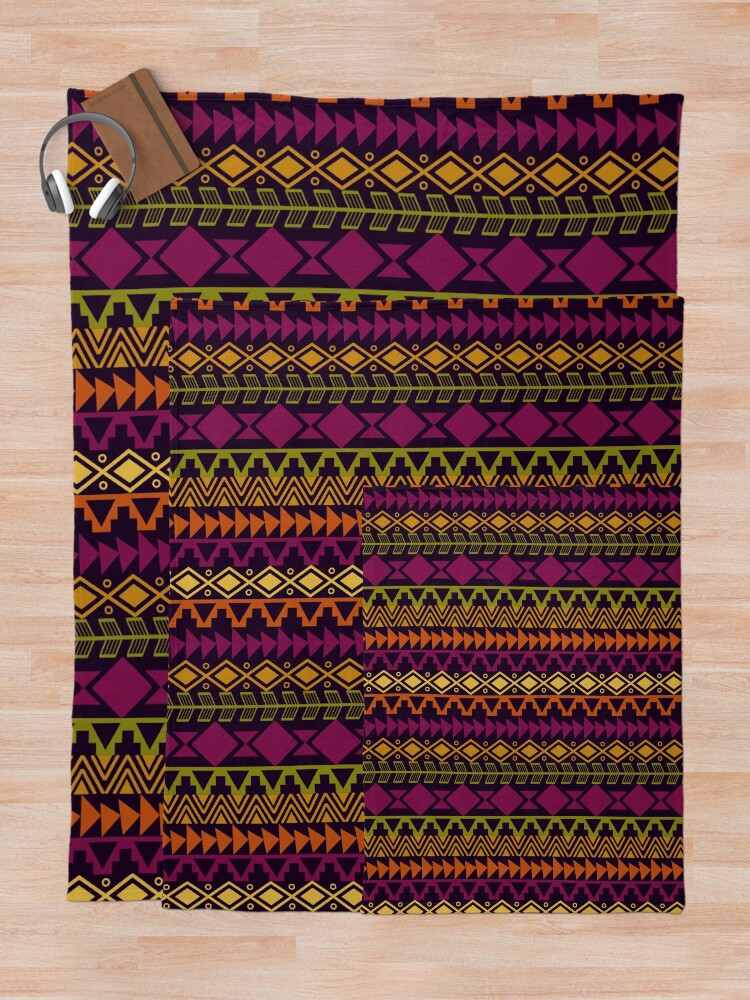 Alternate view of African Border Throw Blanket