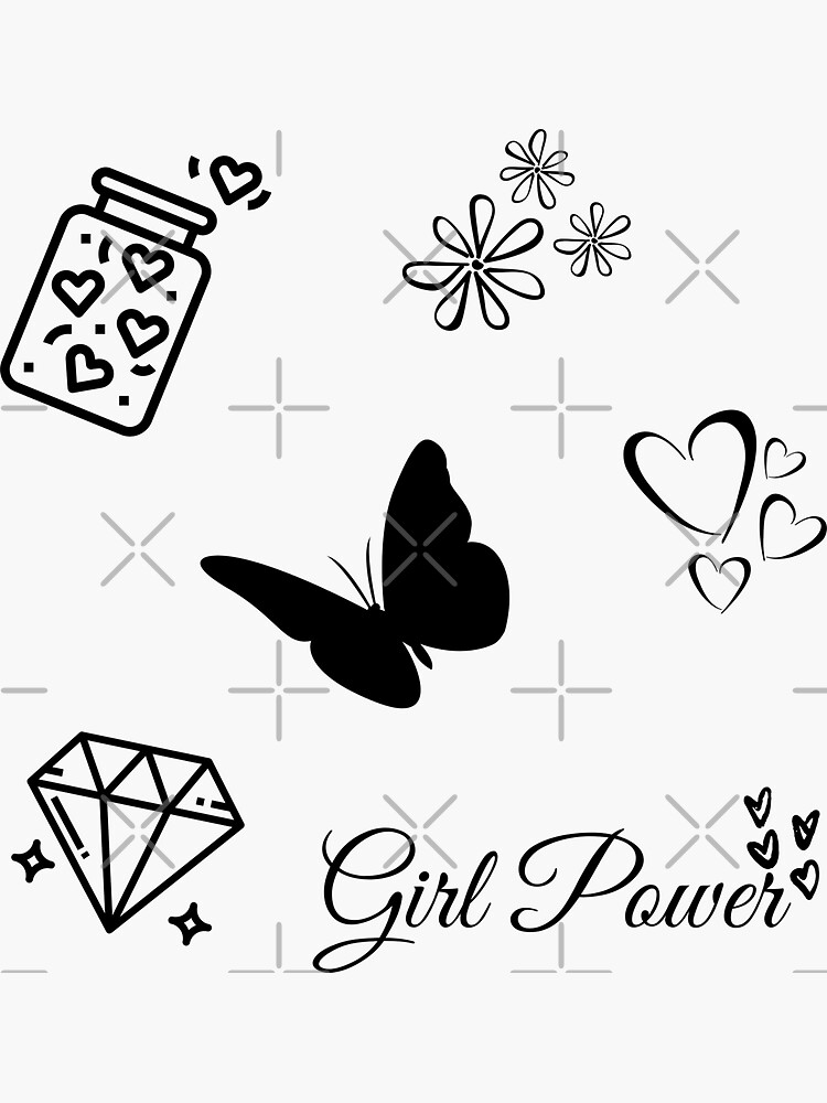 "Girl power pack(Black)" Sticker for Sale by Thestickersify Redbubble