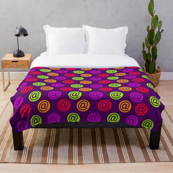 Multicolored @ email pattern (symbol, sign) purple background Throw Blanket