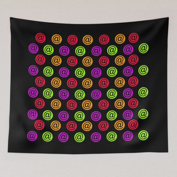 Item preview, Multicolored @ email pattern (symbol, sign) black background designed and sold by Stéphane  Thirion.