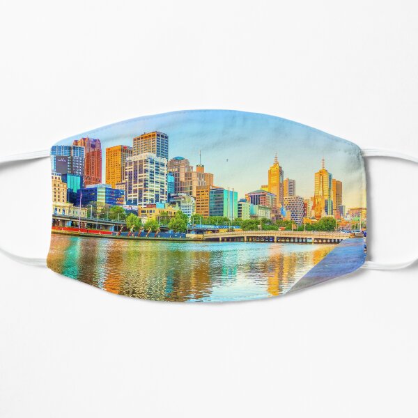 Melbourne Skyline Yarra Reflections from Southbank Mask
