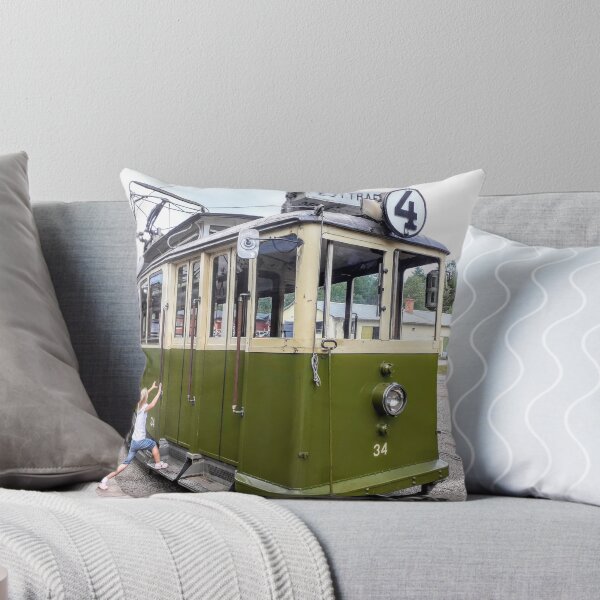 Item preview, Green Retro Tram Rails Public transportation designed and sold by Tanja Dianova.